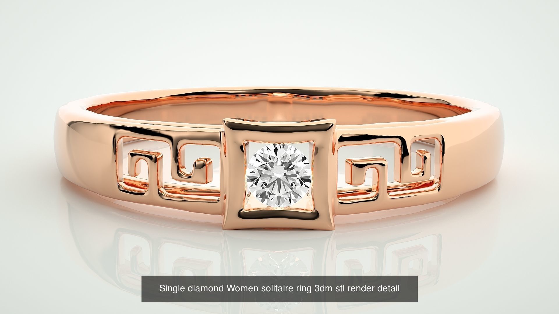 90 Single diamond Women solitaire ring stl render detail  3D Model Collection_27