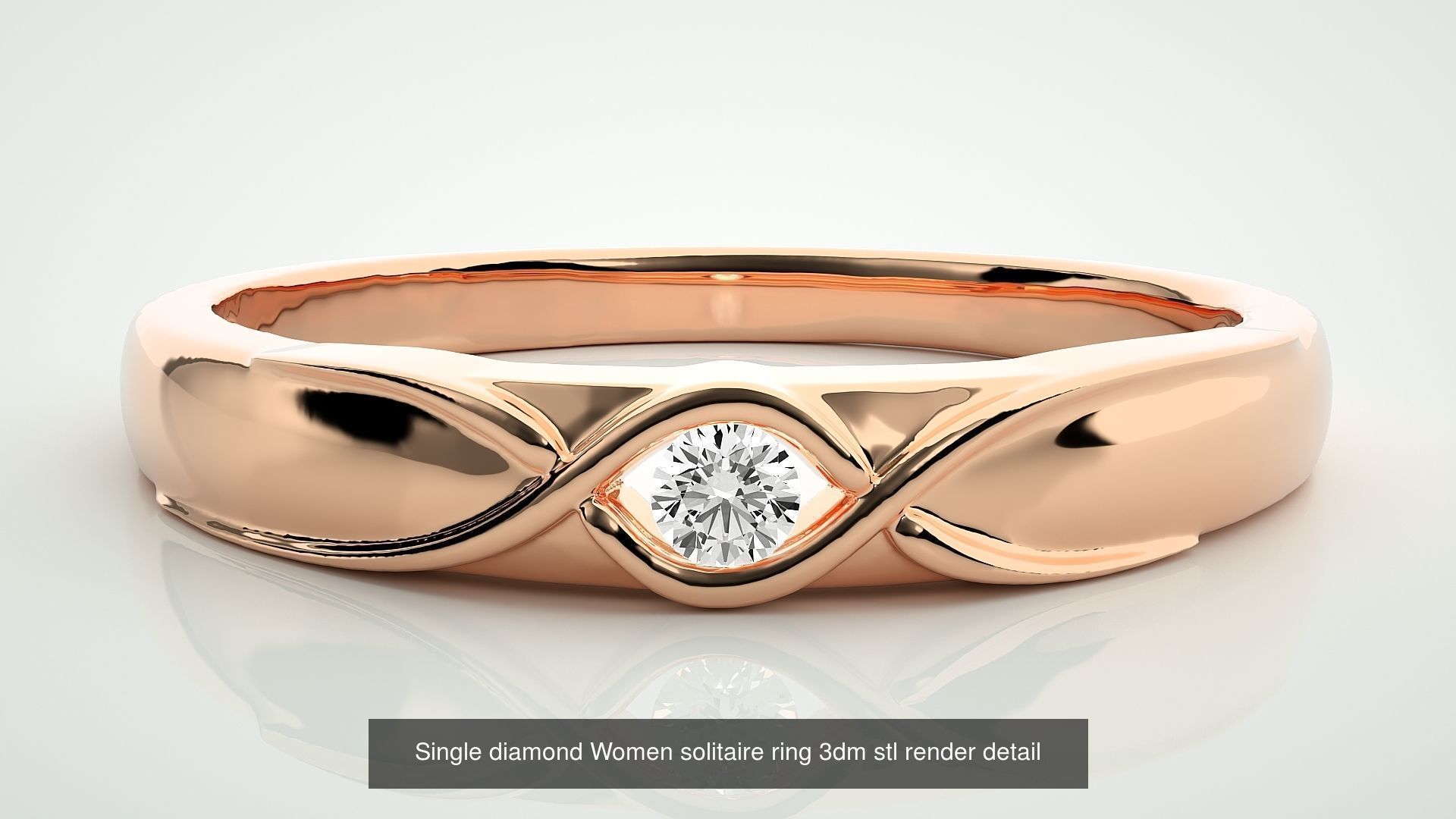 90 Single diamond Women solitaire ring stl render detail  3D Model Collection_30