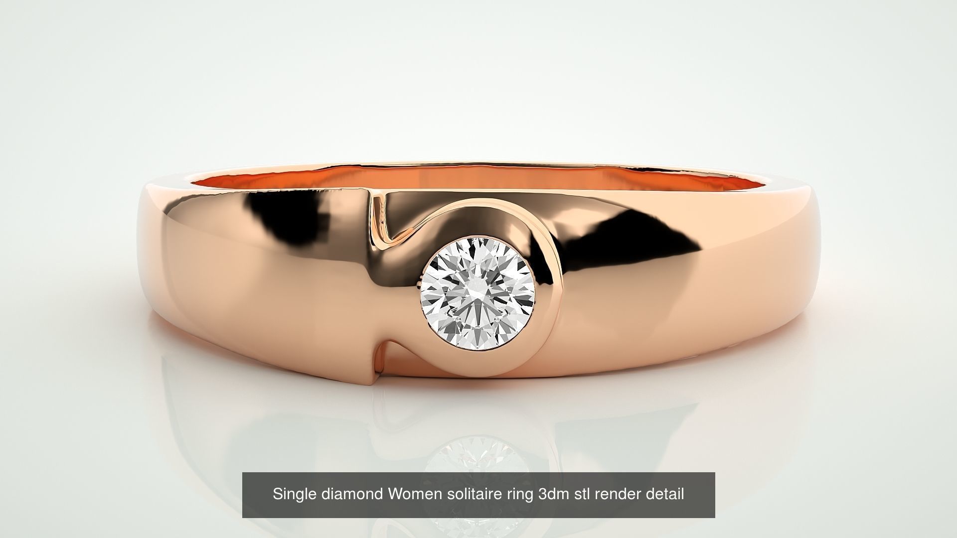 90 Single diamond Women solitaire ring stl render detail  3D Model Collection_20