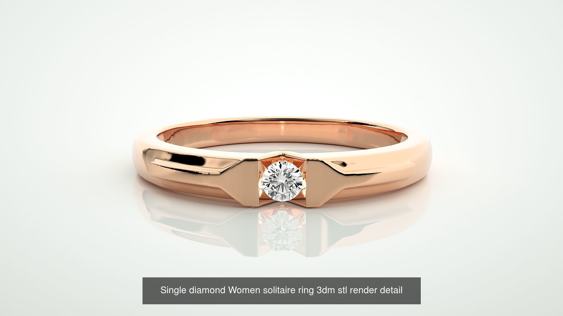 90 Single diamond Women solitaire ring stl render detail  3D Model Collection_87