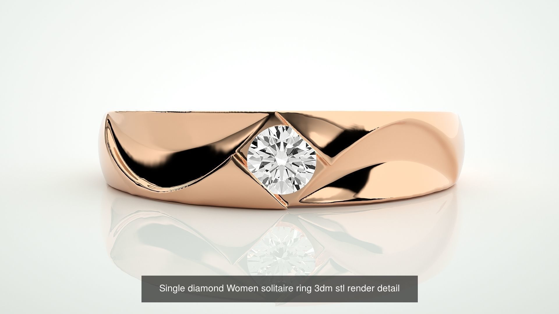 90 Single diamond Women solitaire ring stl render detail  3D Model Collection_76