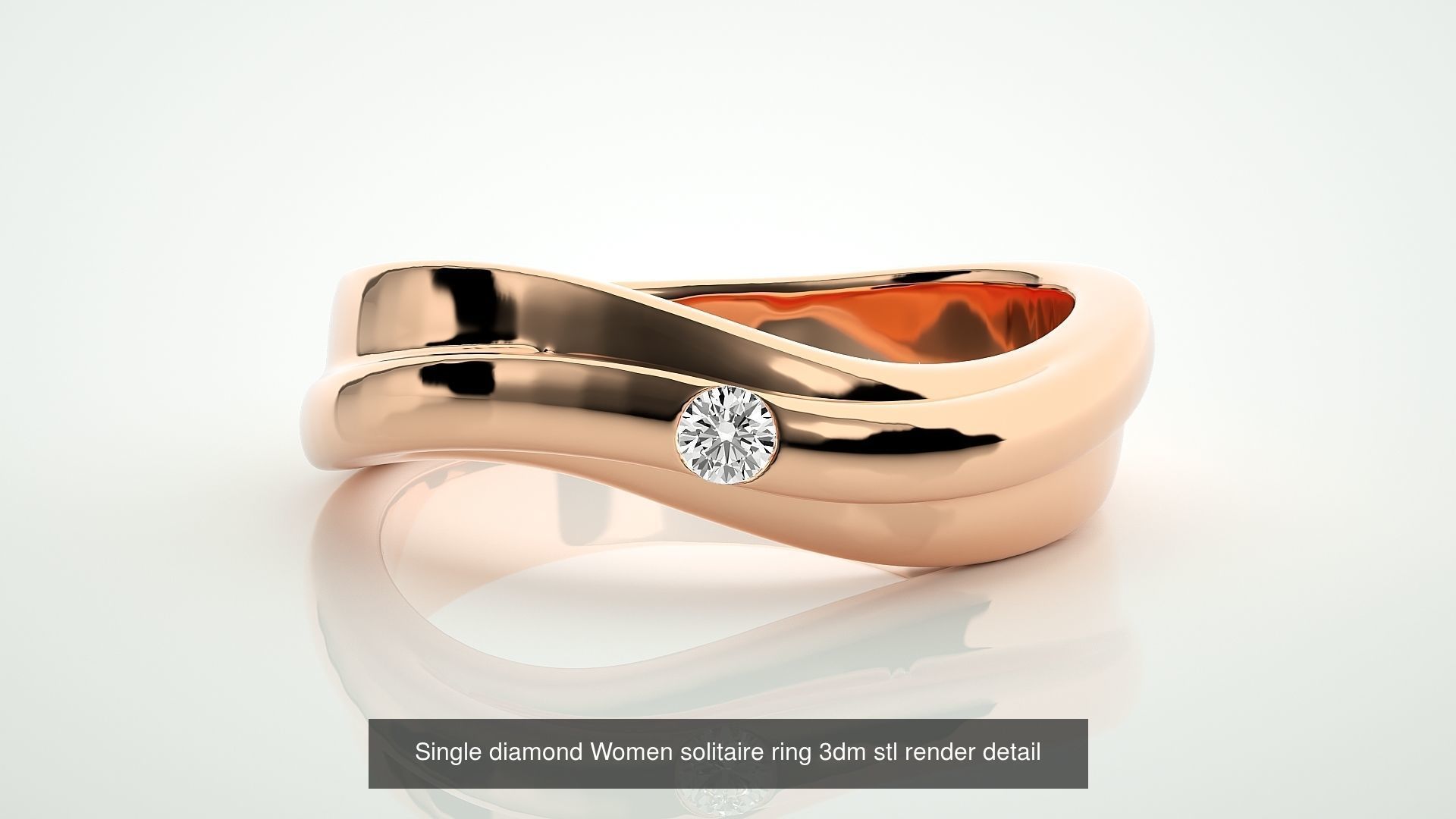 90 Single diamond Women solitaire ring stl render detail  3D Model Collection_89