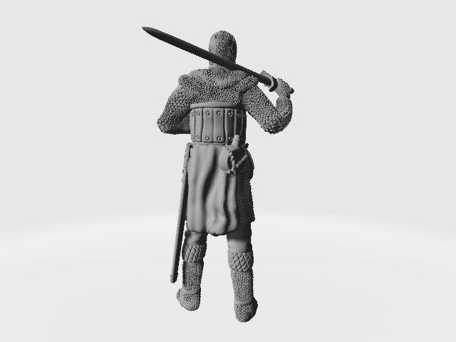Medieval knight standing with sword on shoulder 3D print model_10