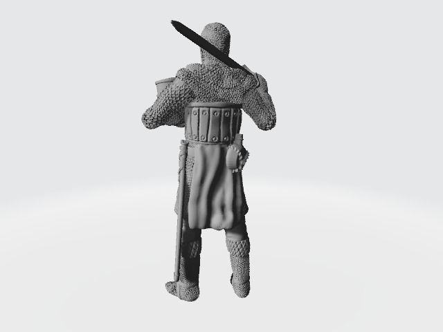 Medieval knight standing with sword on shoulder 3D print model_9