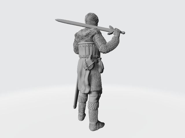 Medieval knight standing with sword on shoulder 3D print model_11