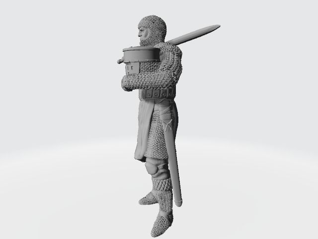 Medieval knight standing with sword on shoulder 3D print model_6