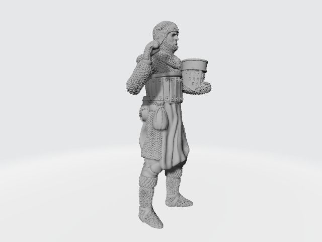Medieval knight standing with sword on shoulder 3D print model_2
