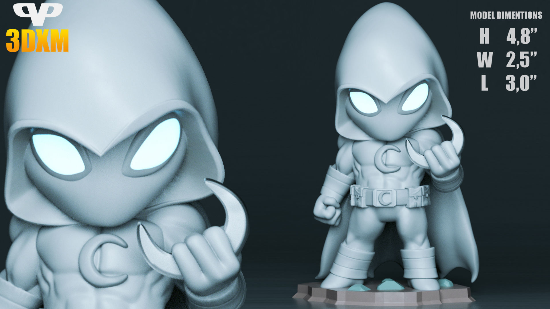 Moon Knight Chibi for 3D Printing STL 3D print model_1