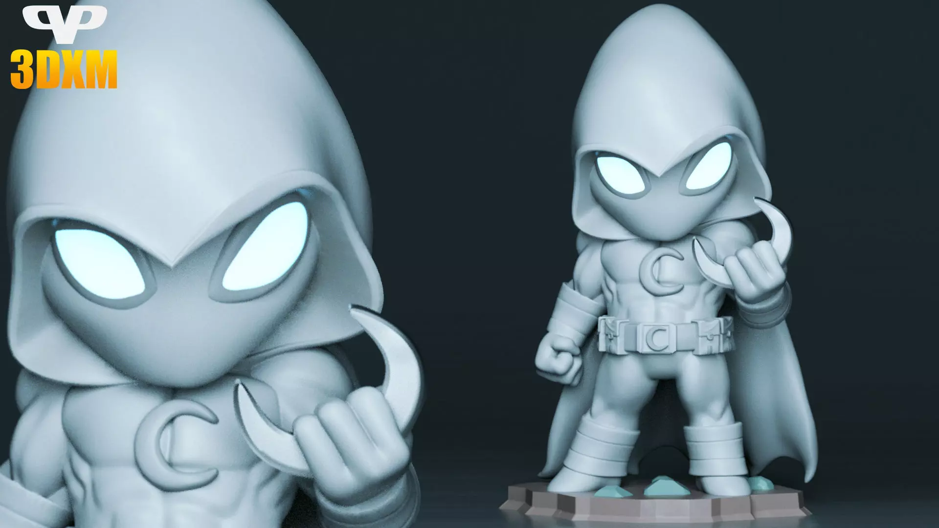 Moon Knight Chibi for 3D Printing STL 3D print model_0