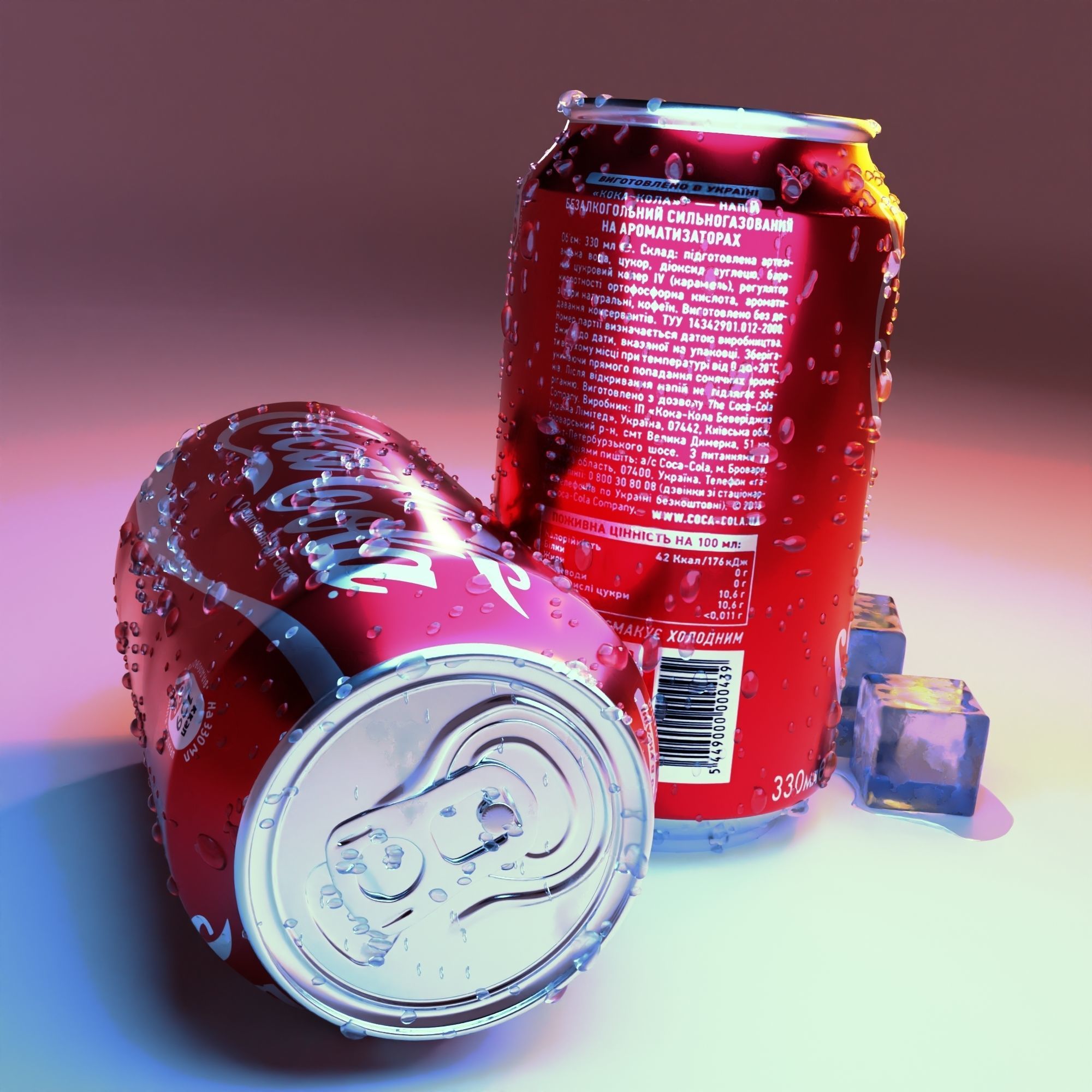 3D models of two Coca-Cola cans and pieces of ice 3D model_5