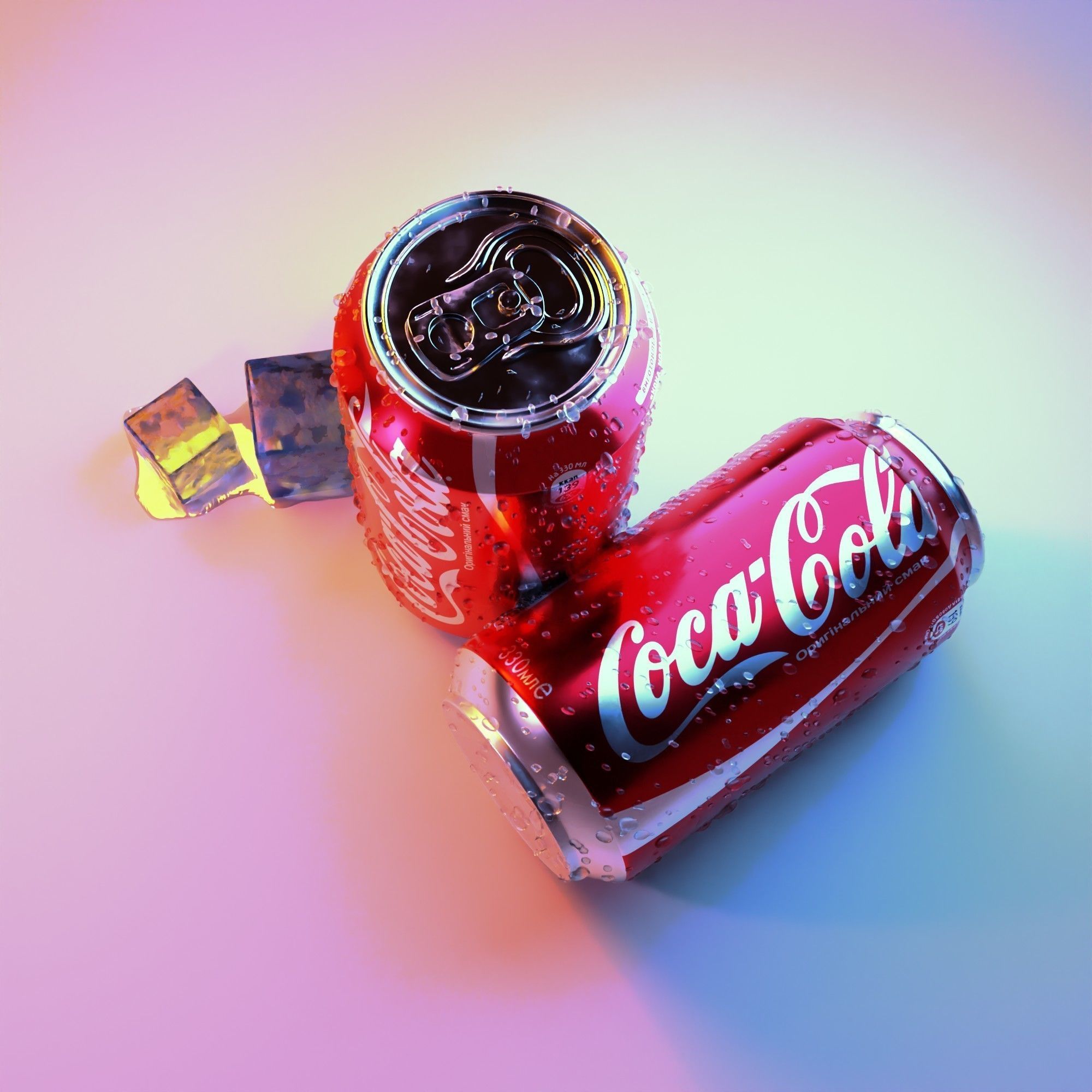 3D models of two Coca-Cola cans and pieces of ice 3D model_6