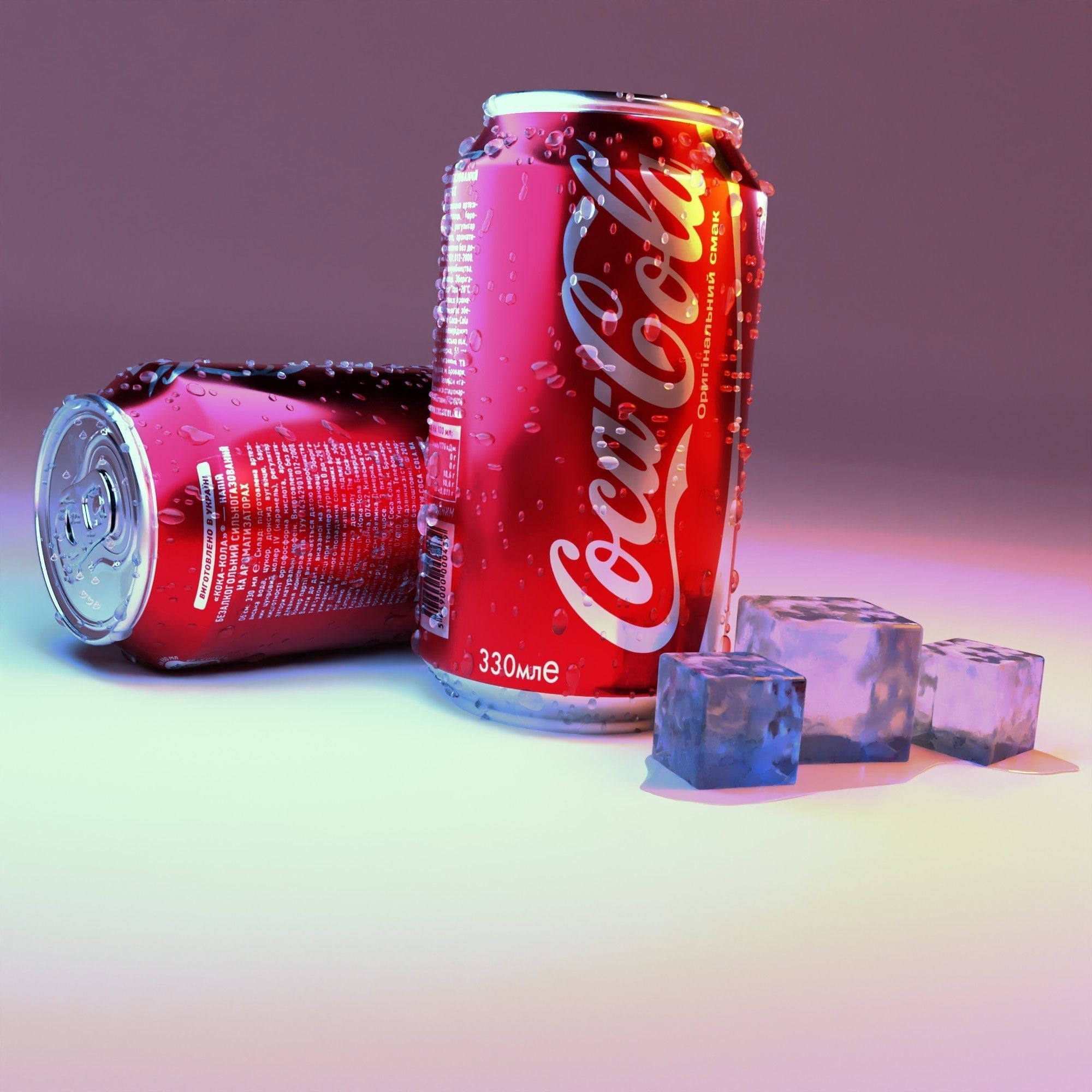 3D models of two Coca-Cola cans and pieces of ice 3D model_7