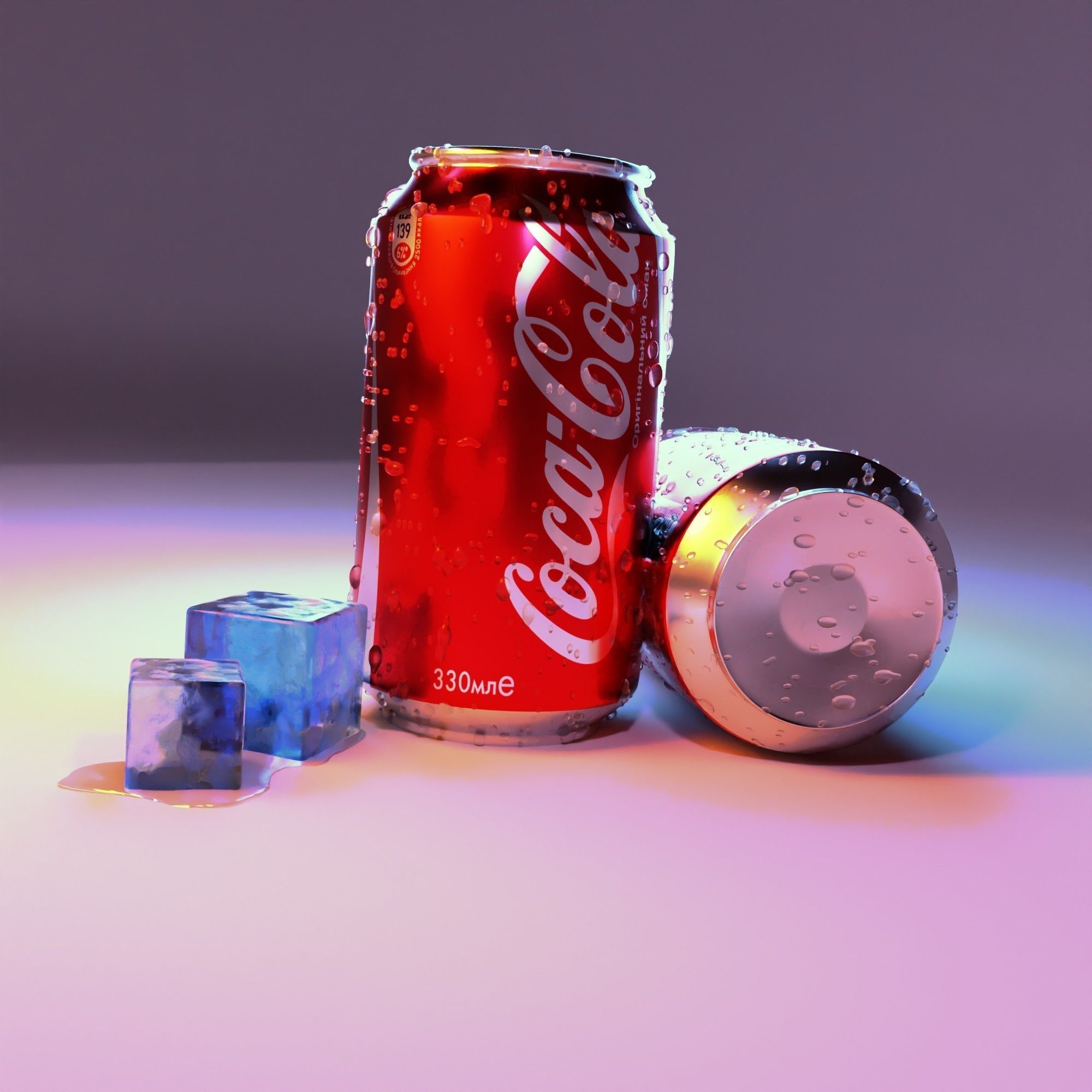 3D models of two Coca-Cola cans and pieces of ice 3D model_8