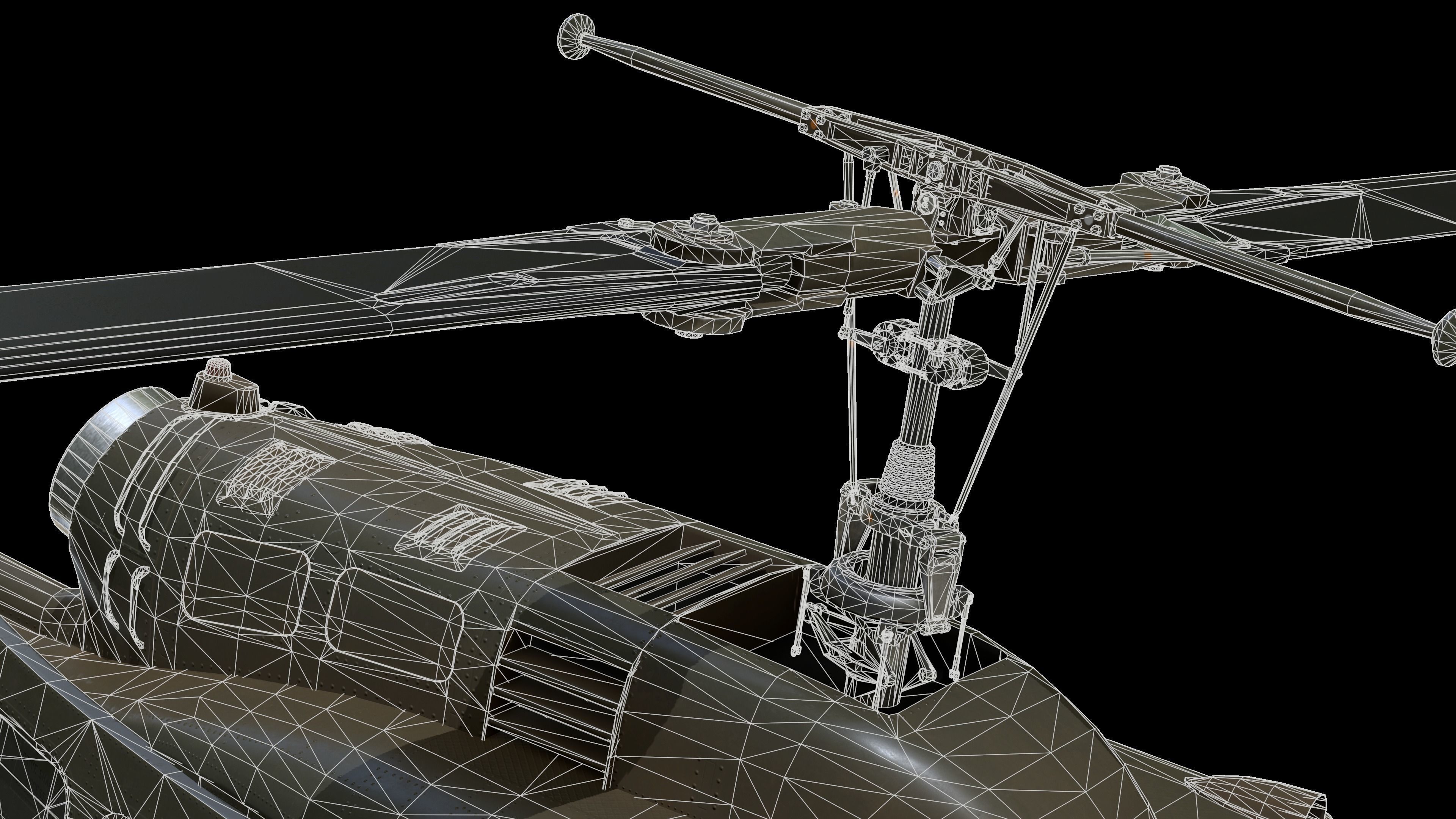 Civilian and Medical UH-1H huey Low-poly 3D model_6