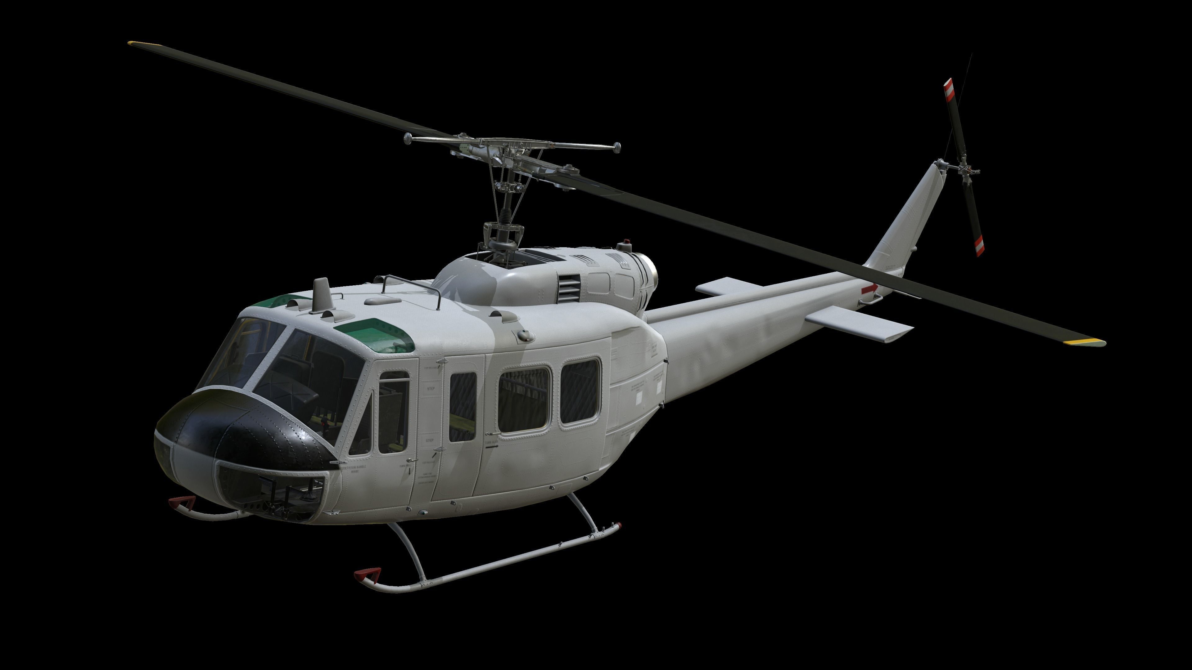 Civilian and Medical UH-1H huey Low-poly 3D model_2