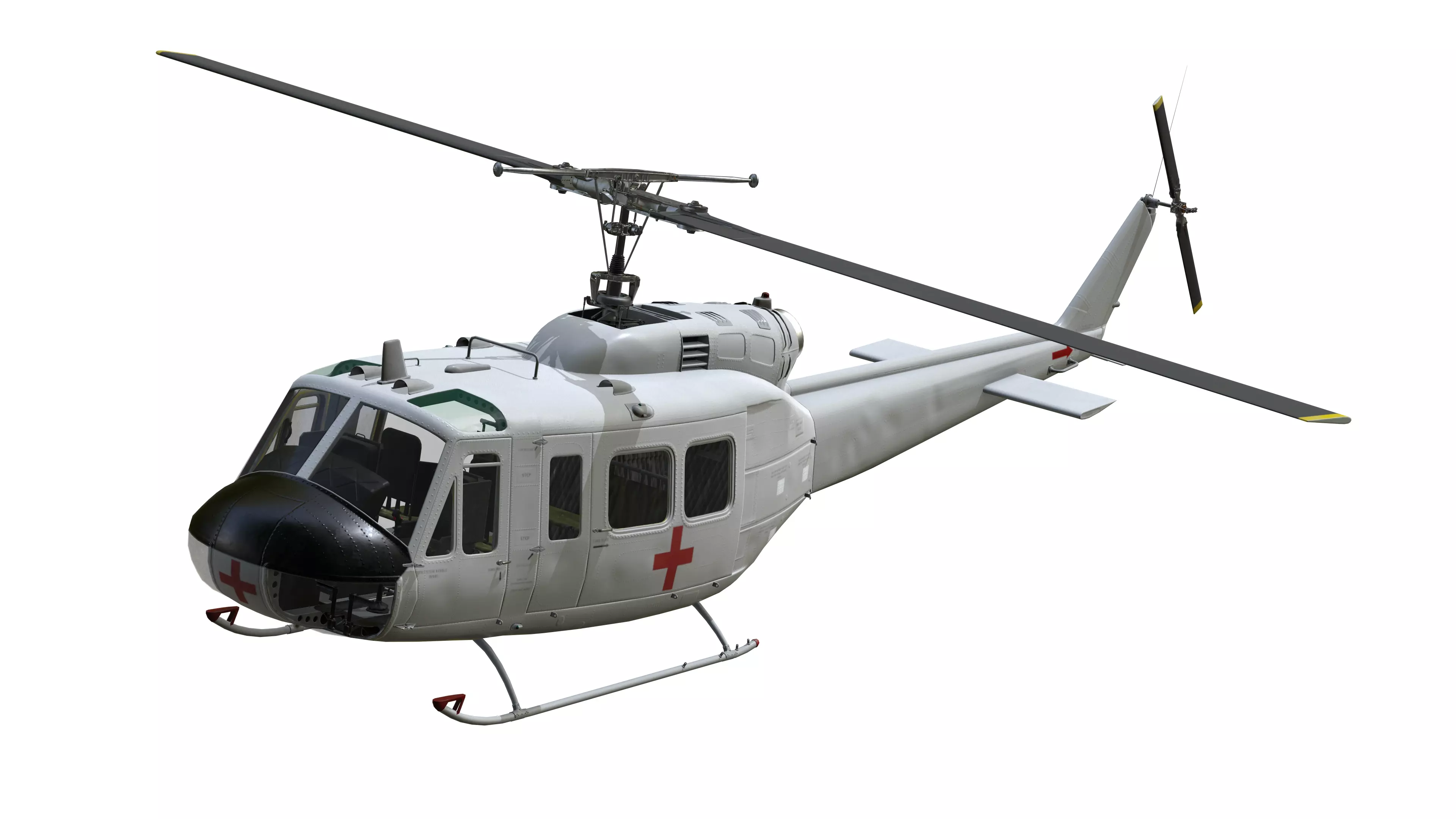 Civilian and Medical UH-1H huey Low-poly 3D model_0