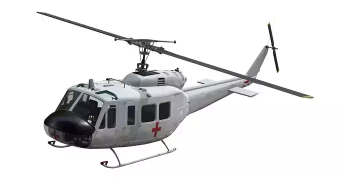 Civilian and Medical UH-1H huey Low-poly 3D model