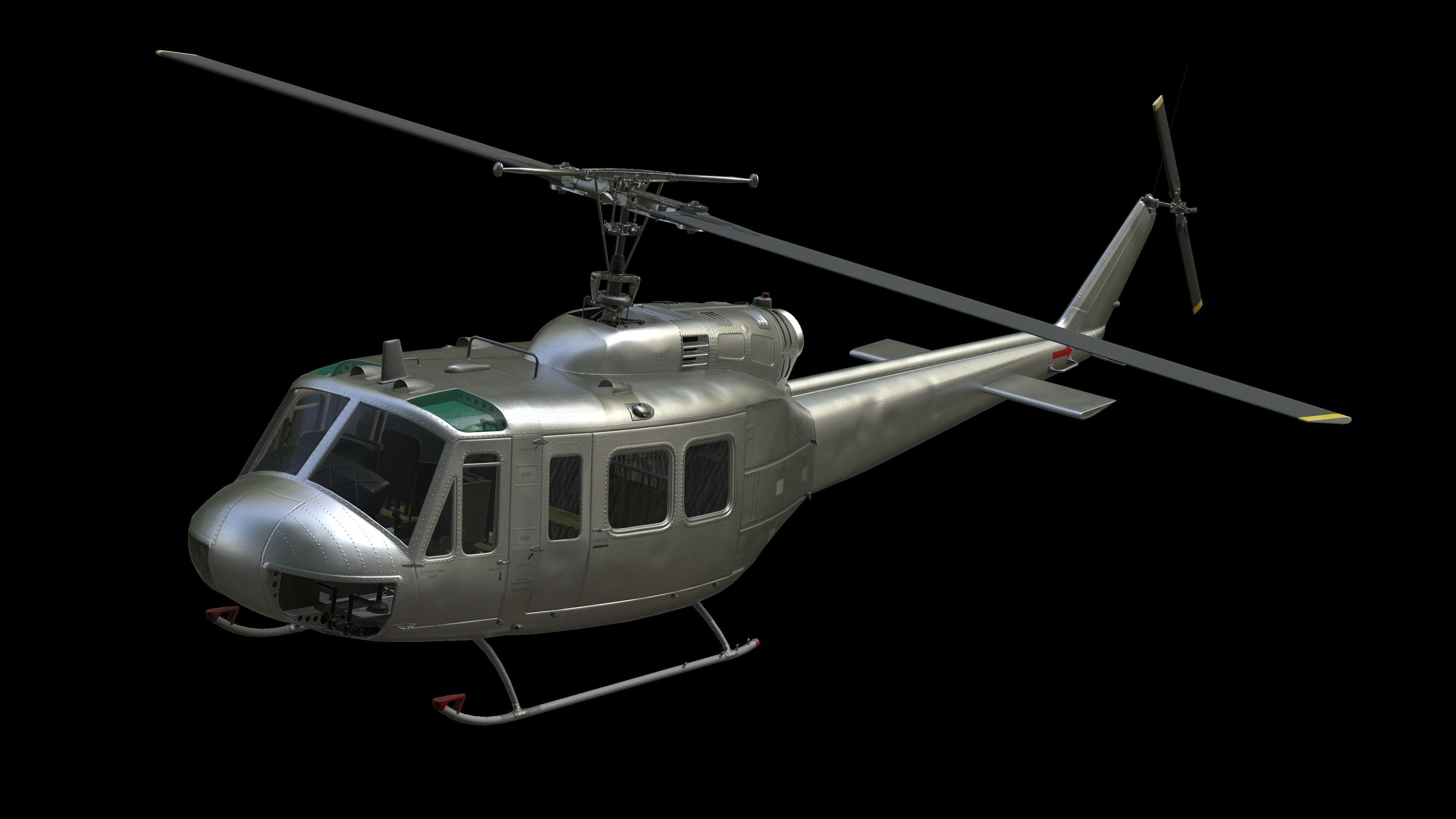Civilian and Medical UH-1H huey Low-poly 3D model_1