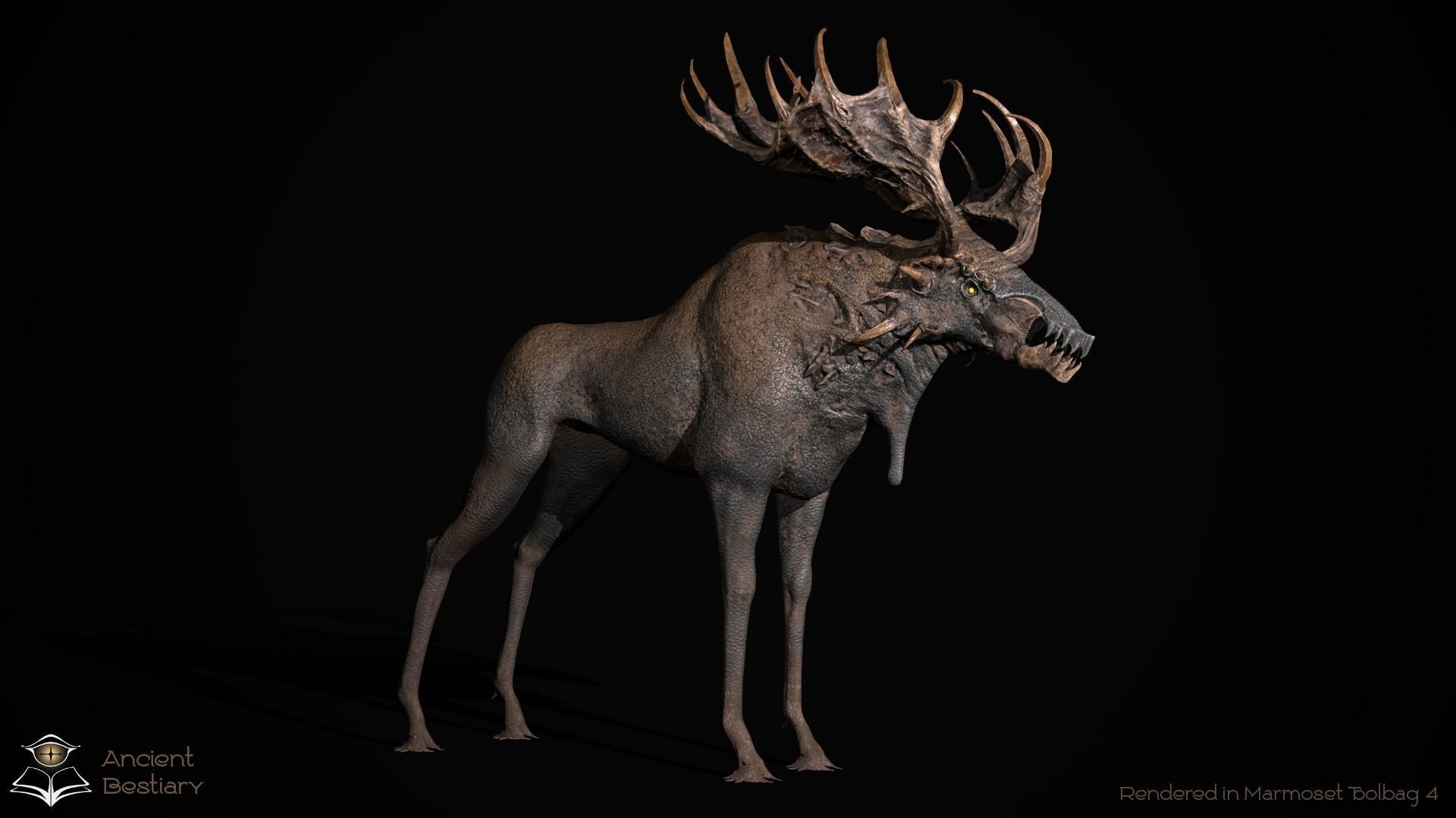 Fantasy Moose Low-poly 3D model_8