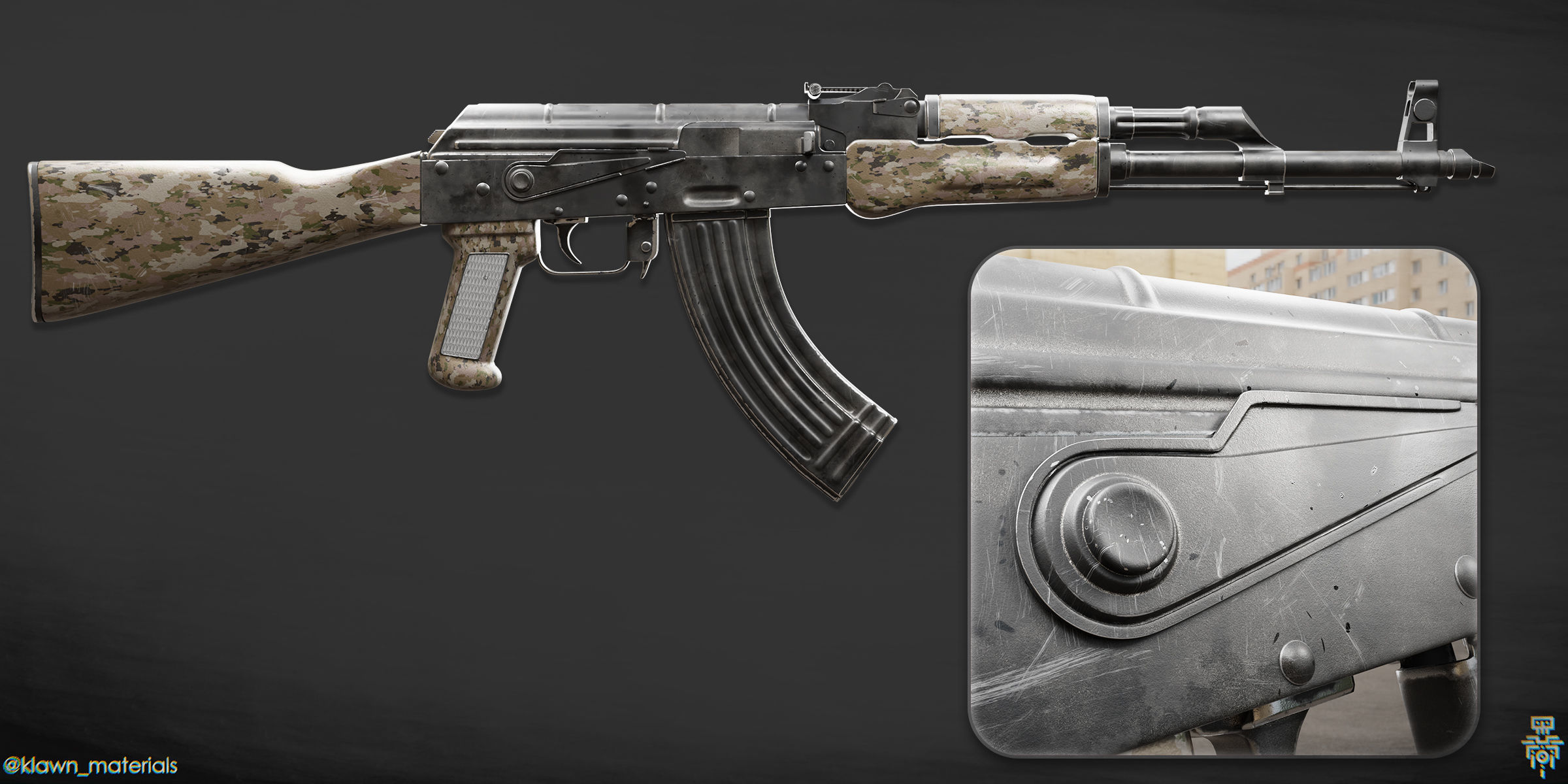 Procedural Gun Material for Blender 3D model_3