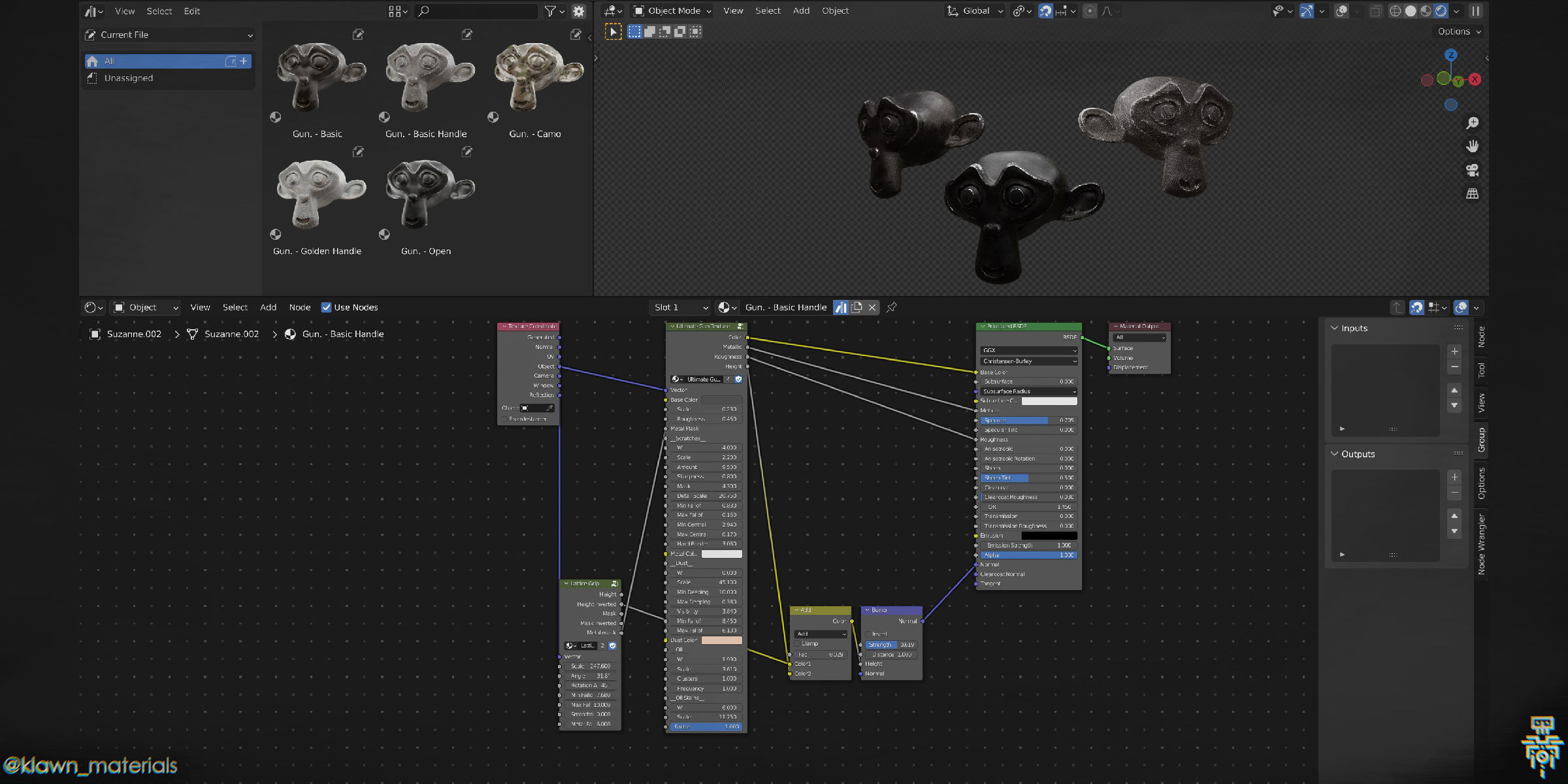 Procedural Gun Material for Blender 3D model_1