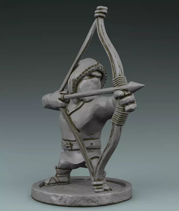Archer figure with bow and arrow 3D print model_0
