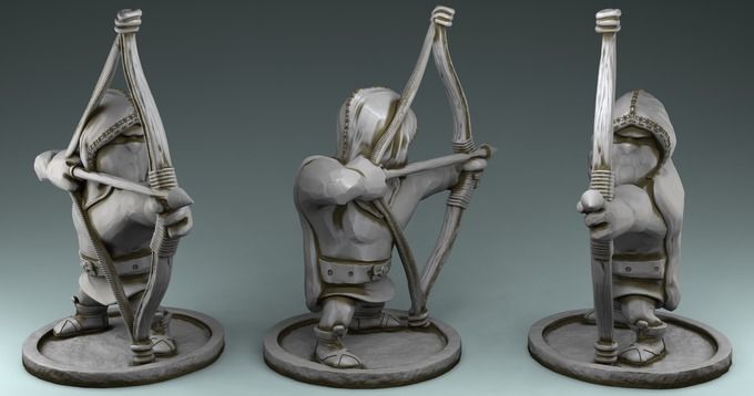 Archer figure with bow and arrow 3D print model_1