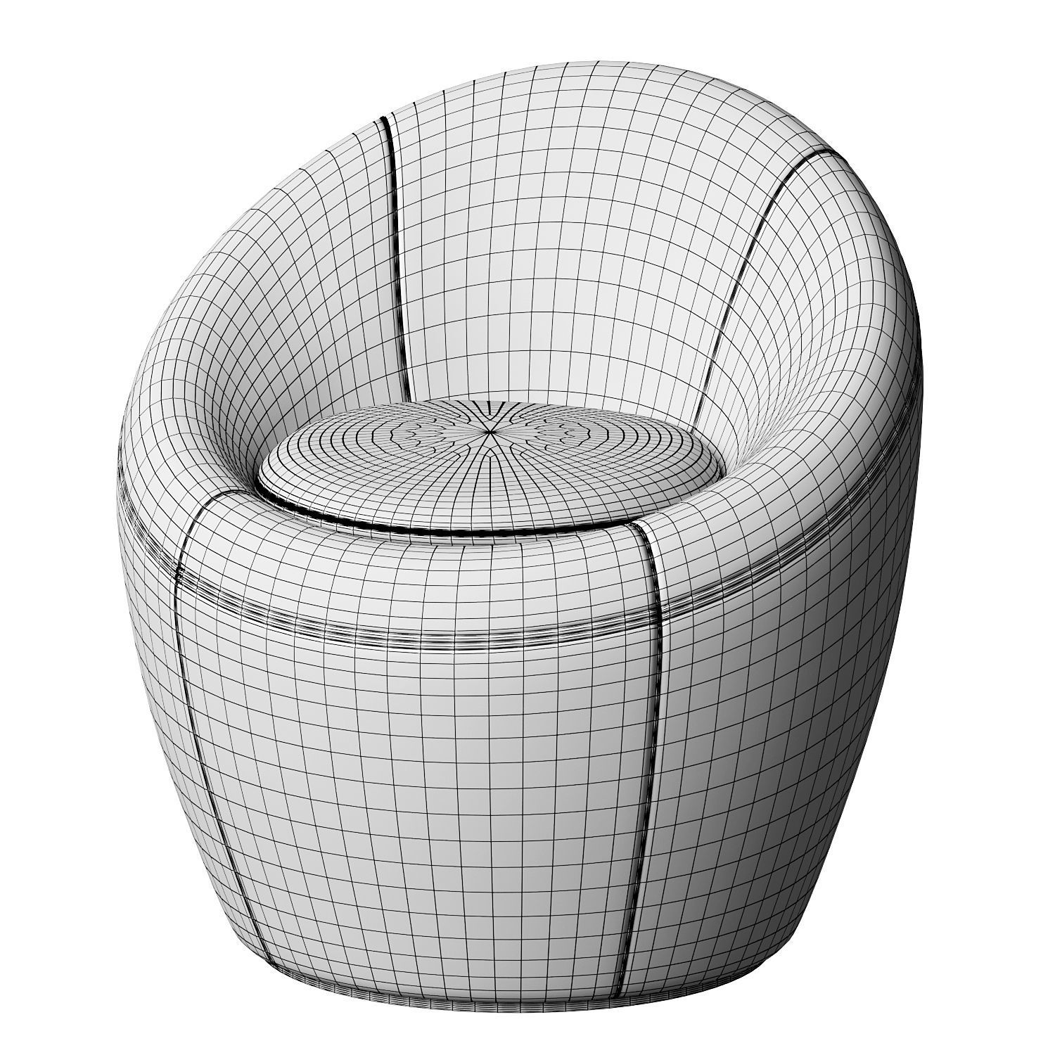 Swivel Armchair 3D model_3