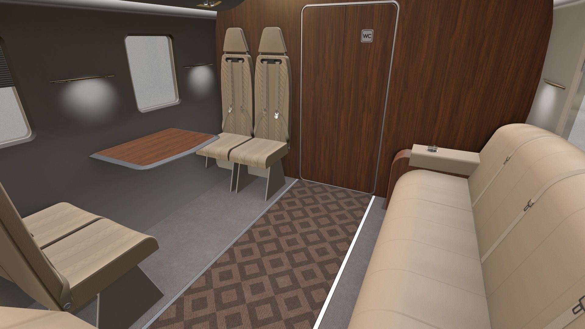 Mi-8 Mi-17 VIP Interior Low-poly 3D model_10