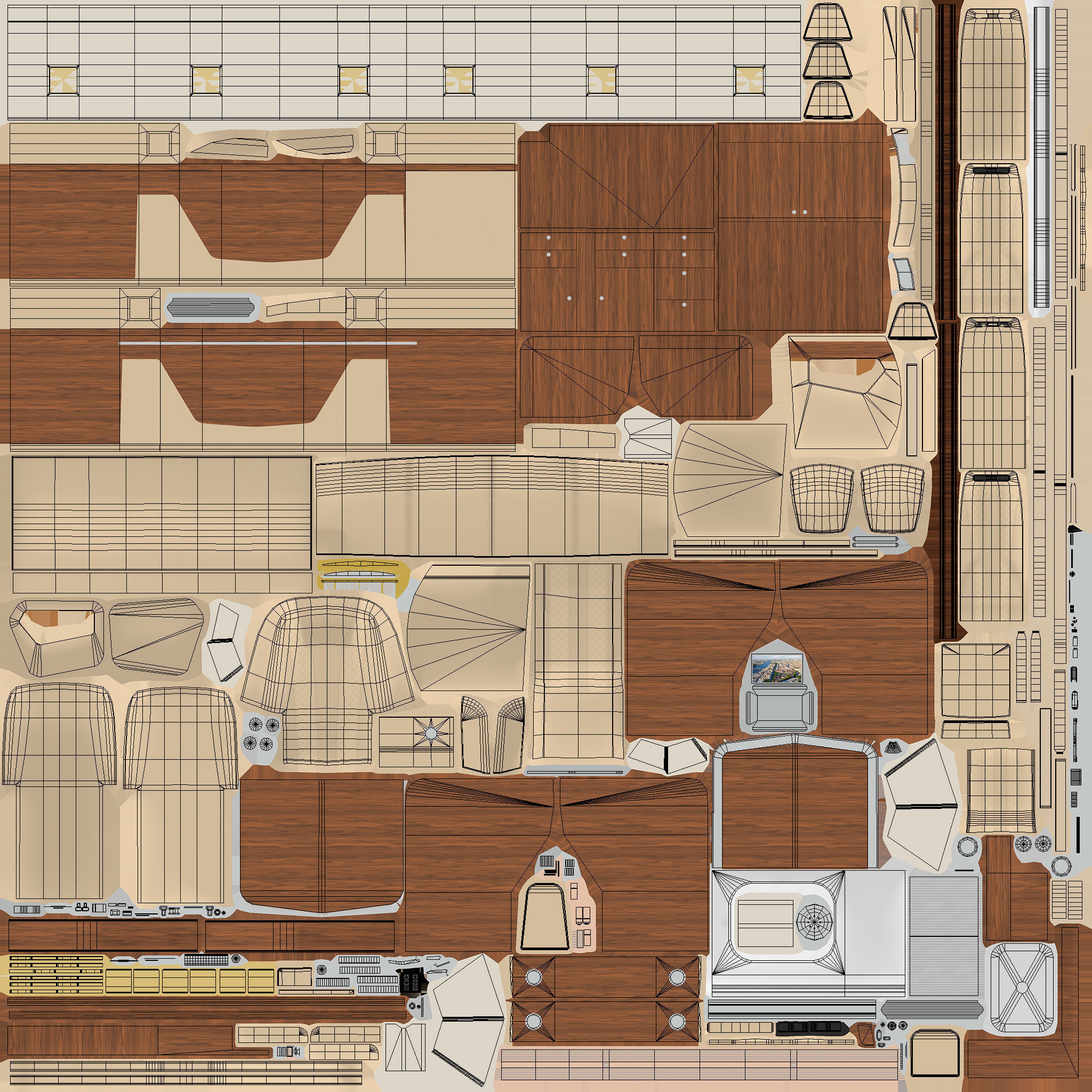 Mi-8 Mi-17 VIP Interior Low-poly 3D model_24