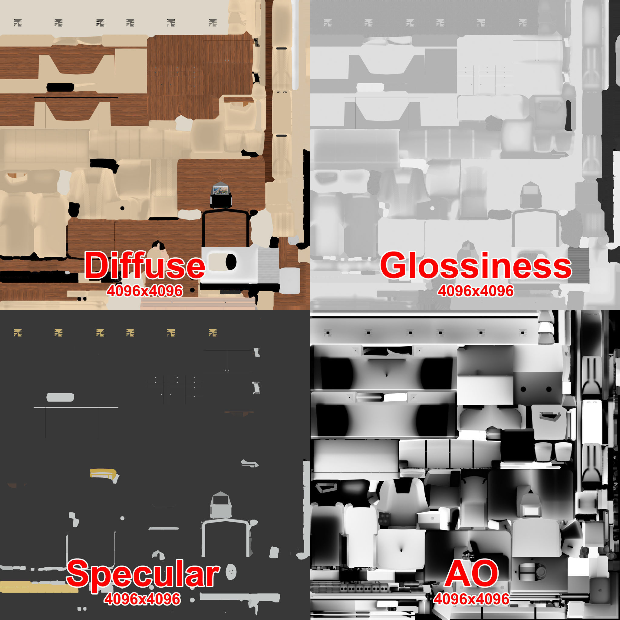 Mi-8 Mi-17 VIP Interior Low-poly 3D model_23