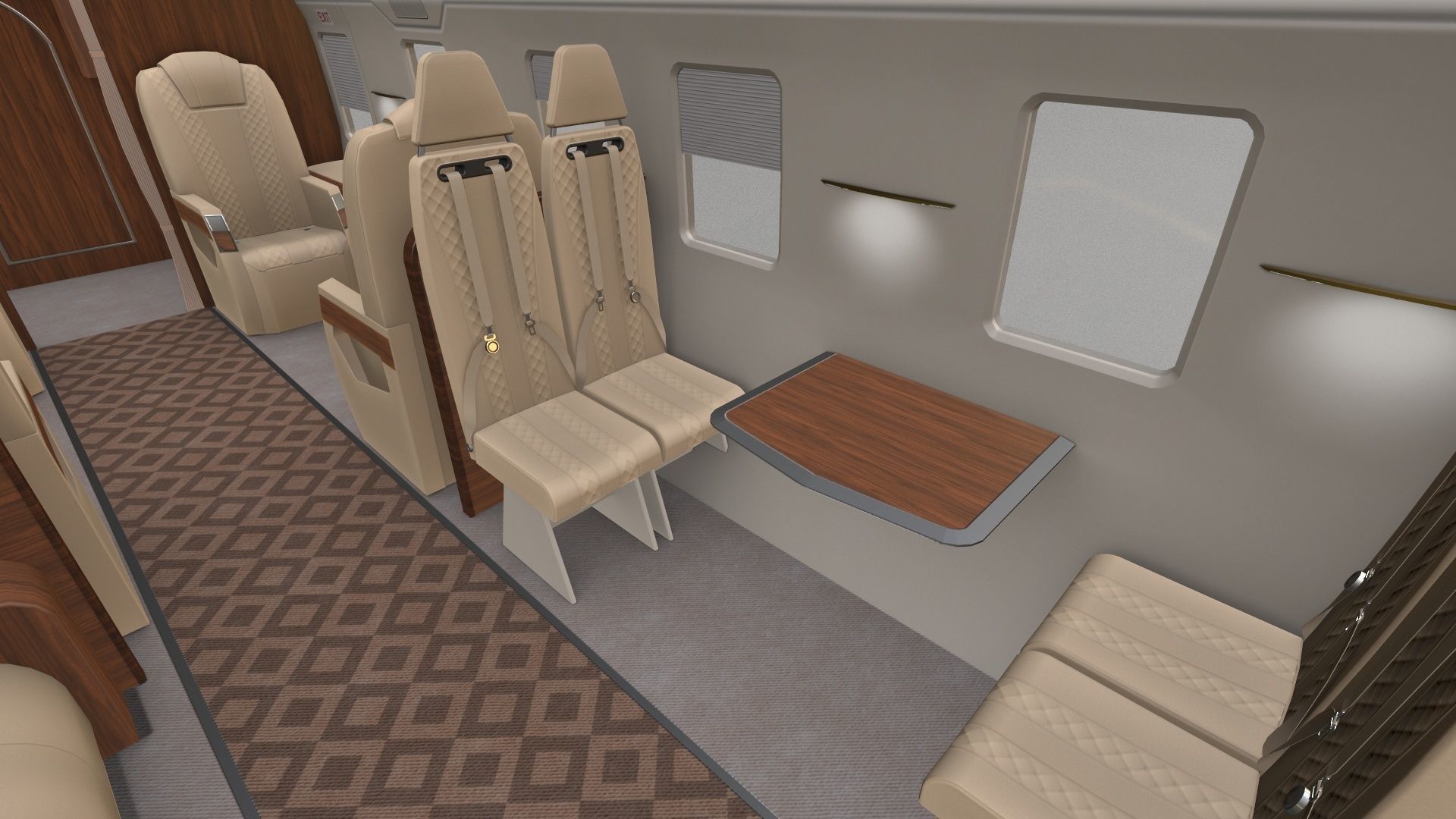 Mi-8 Mi-17 VIP Interior Low-poly 3D model_2