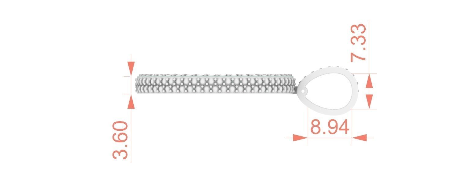Picture Pendant w Side Stones - 2mm Top and 2 Row Sides - Small 3D print model_4