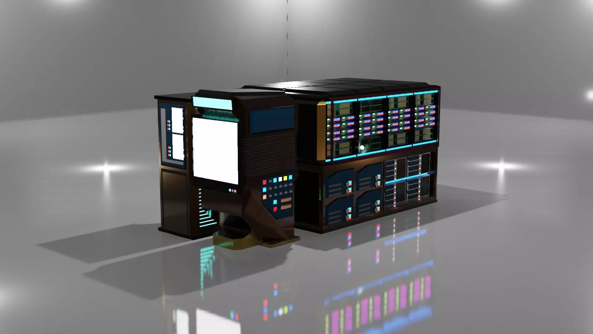 server computer with lights 3D model_0