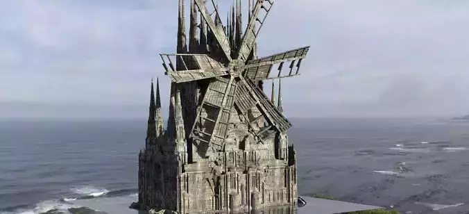 Windmill Cthulhu Town Horror Building different  3D model