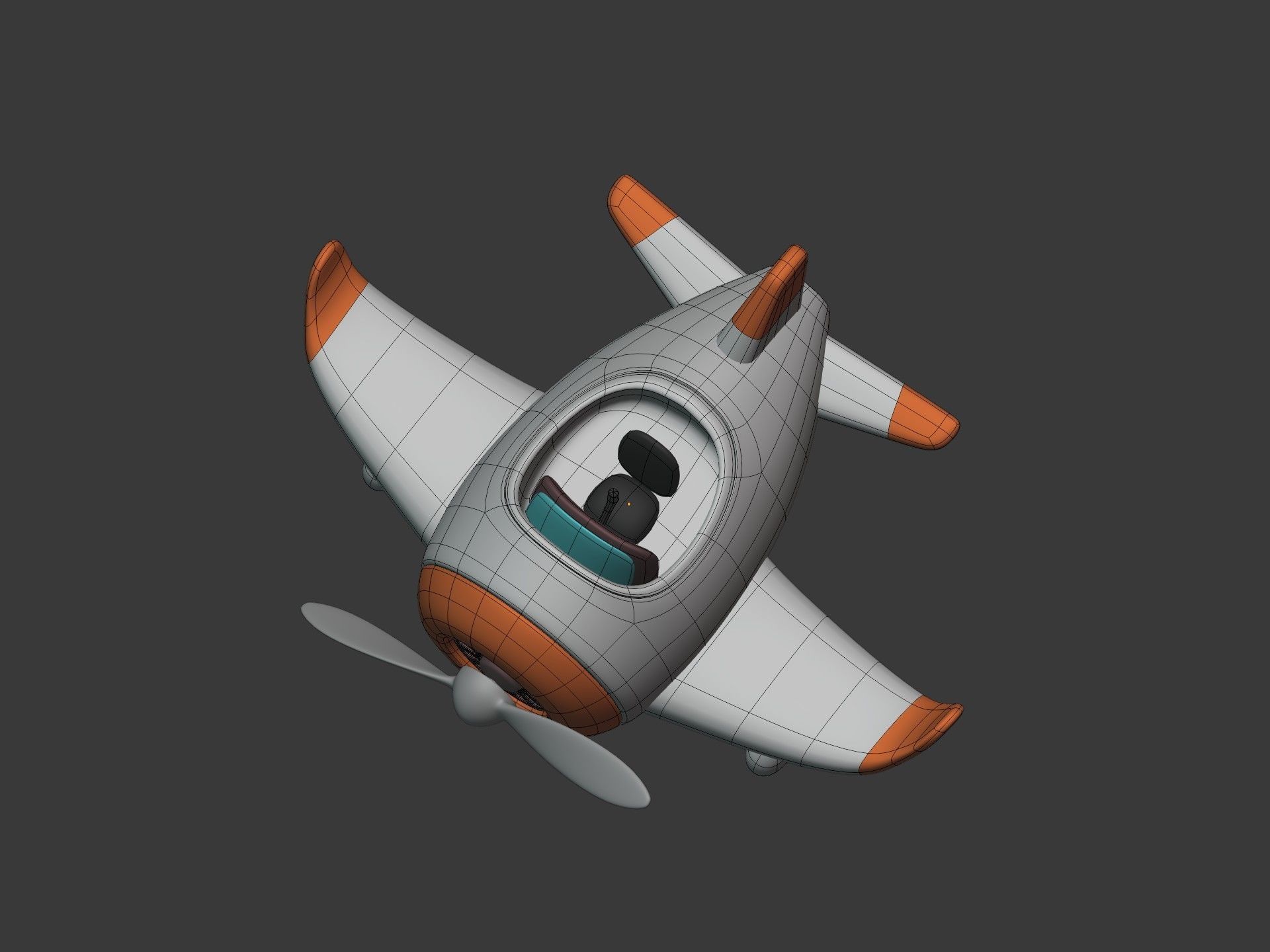 Cartoon Plane Low-poly 3D model_14