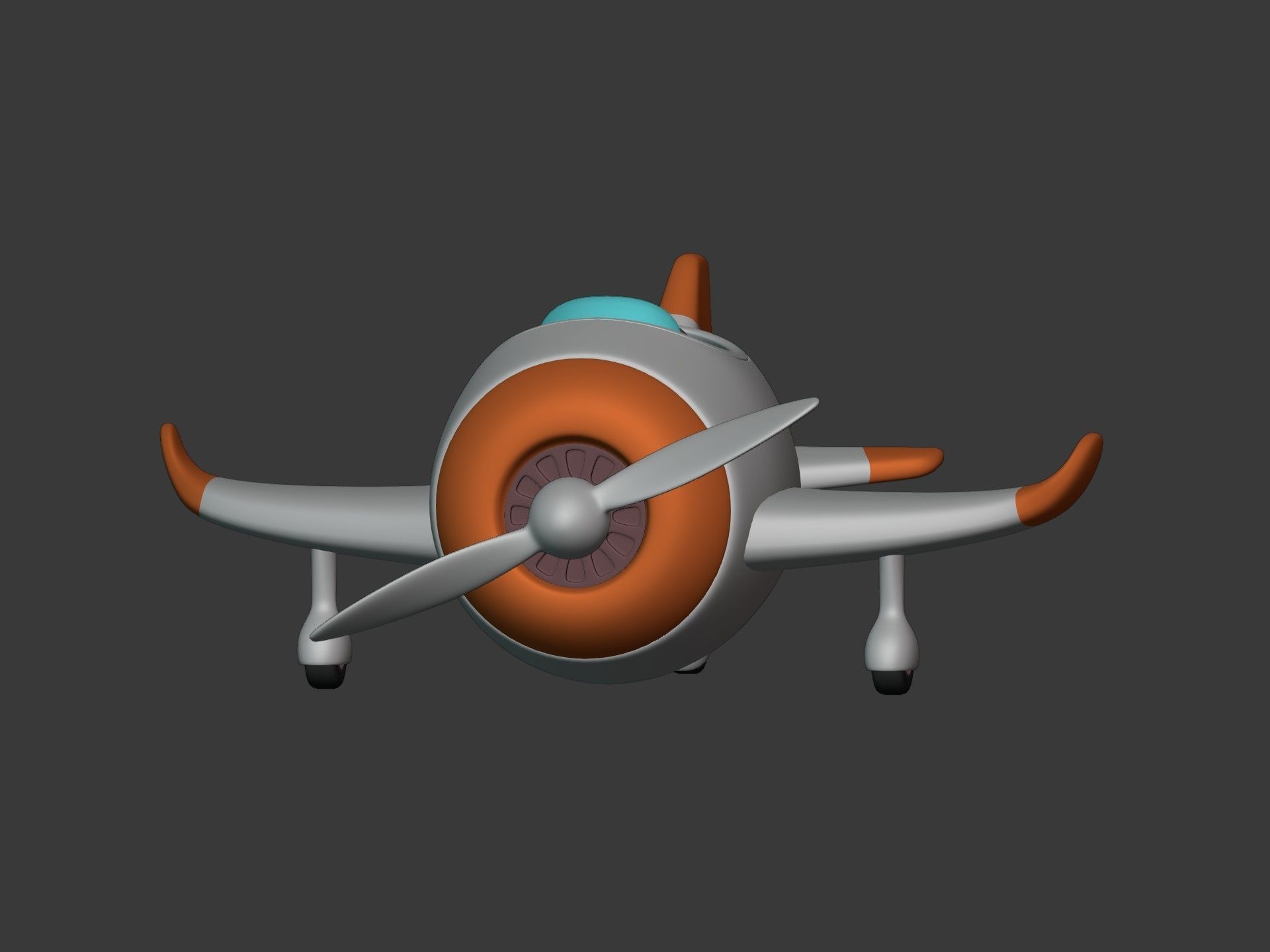 Cartoon Plane Low-poly 3D model_3