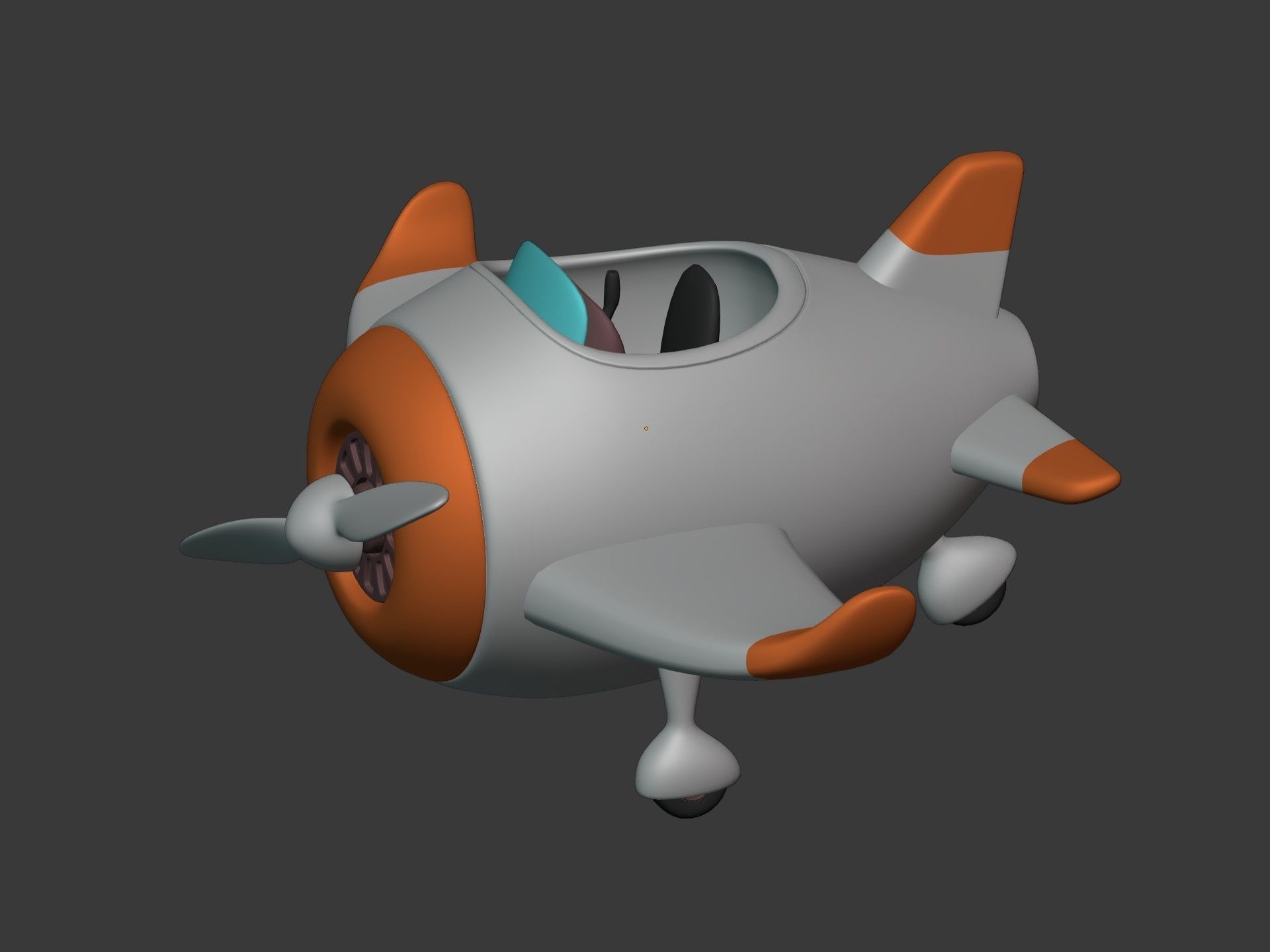 Cartoon Plane Low-poly 3D model_6