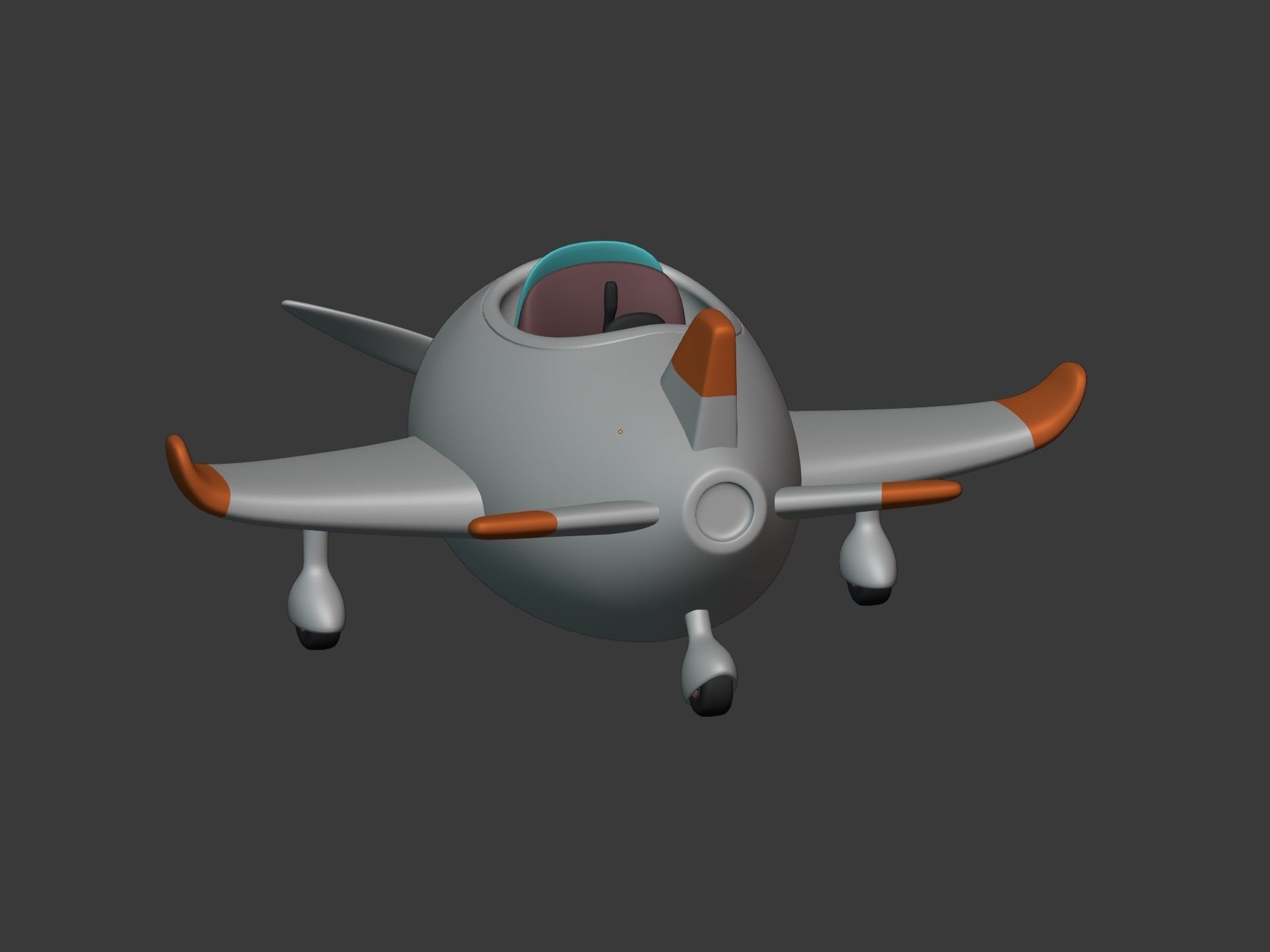 Cartoon Plane Low-poly 3D model_11