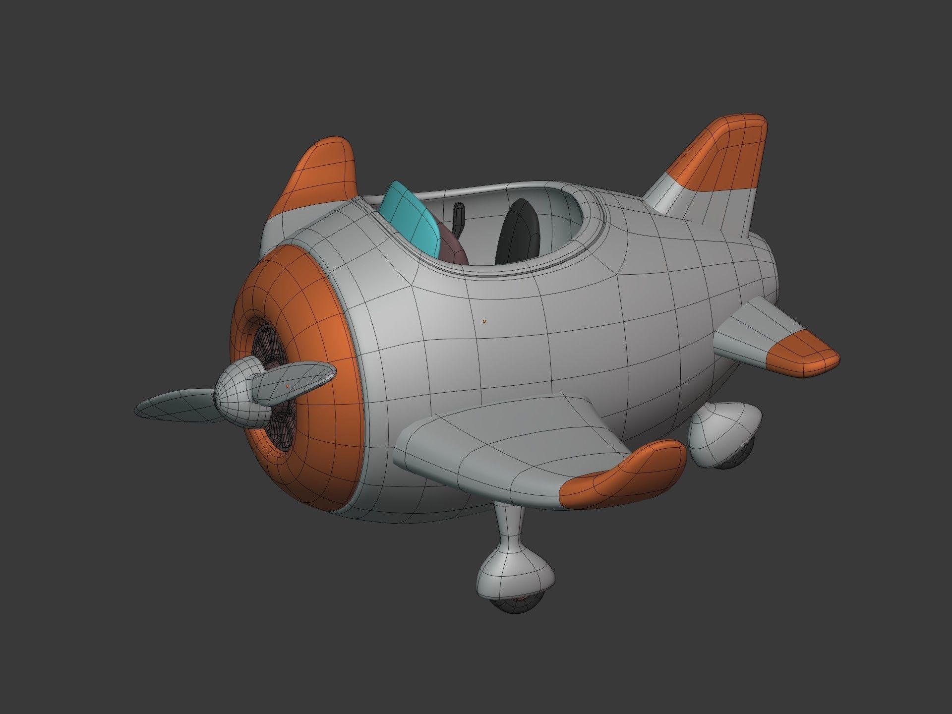 Cartoon Plane Low-poly 3D model_7