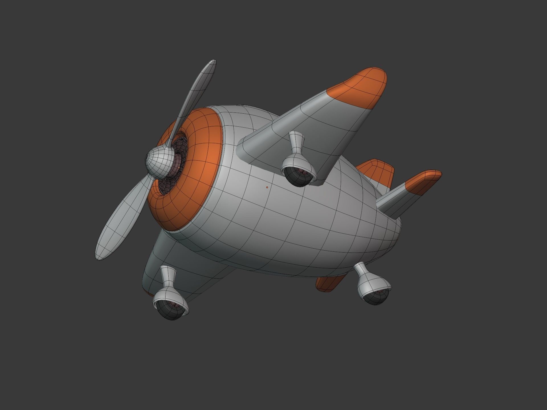 Cartoon Plane Low-poly 3D model_16