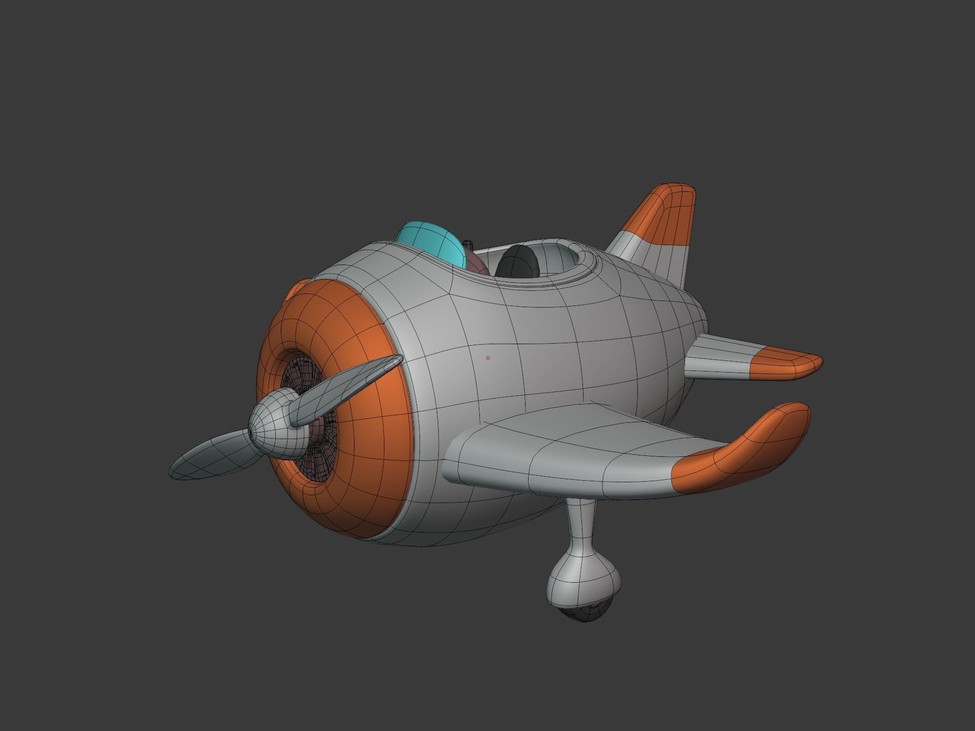 Cartoon Plane Low-poly 3D model_2