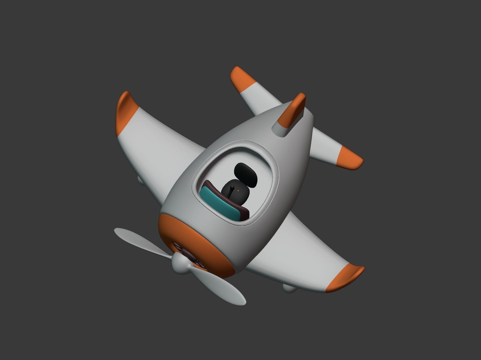 Cartoon Plane Low-poly 3D model_13