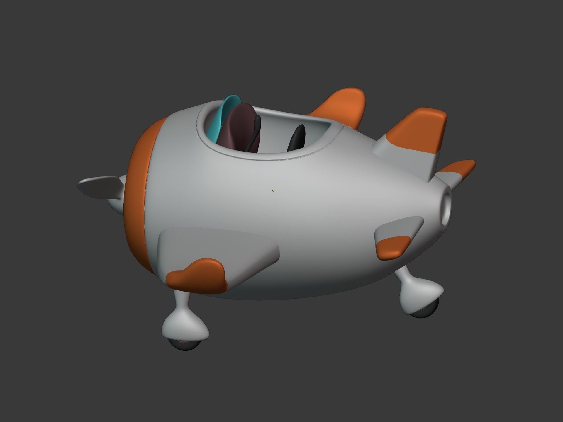 Cartoon Plane Low-poly 3D model_8