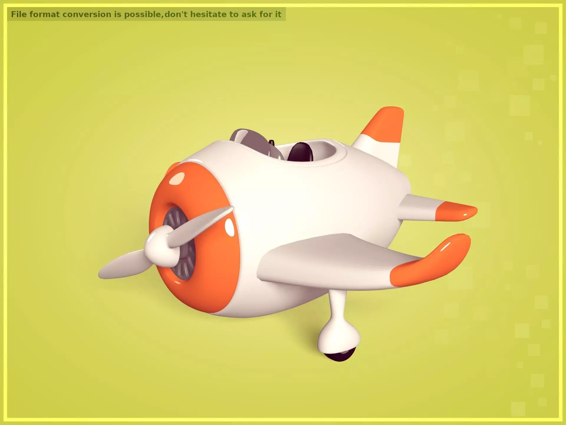 Cartoon Plane Low-poly 3D model_0