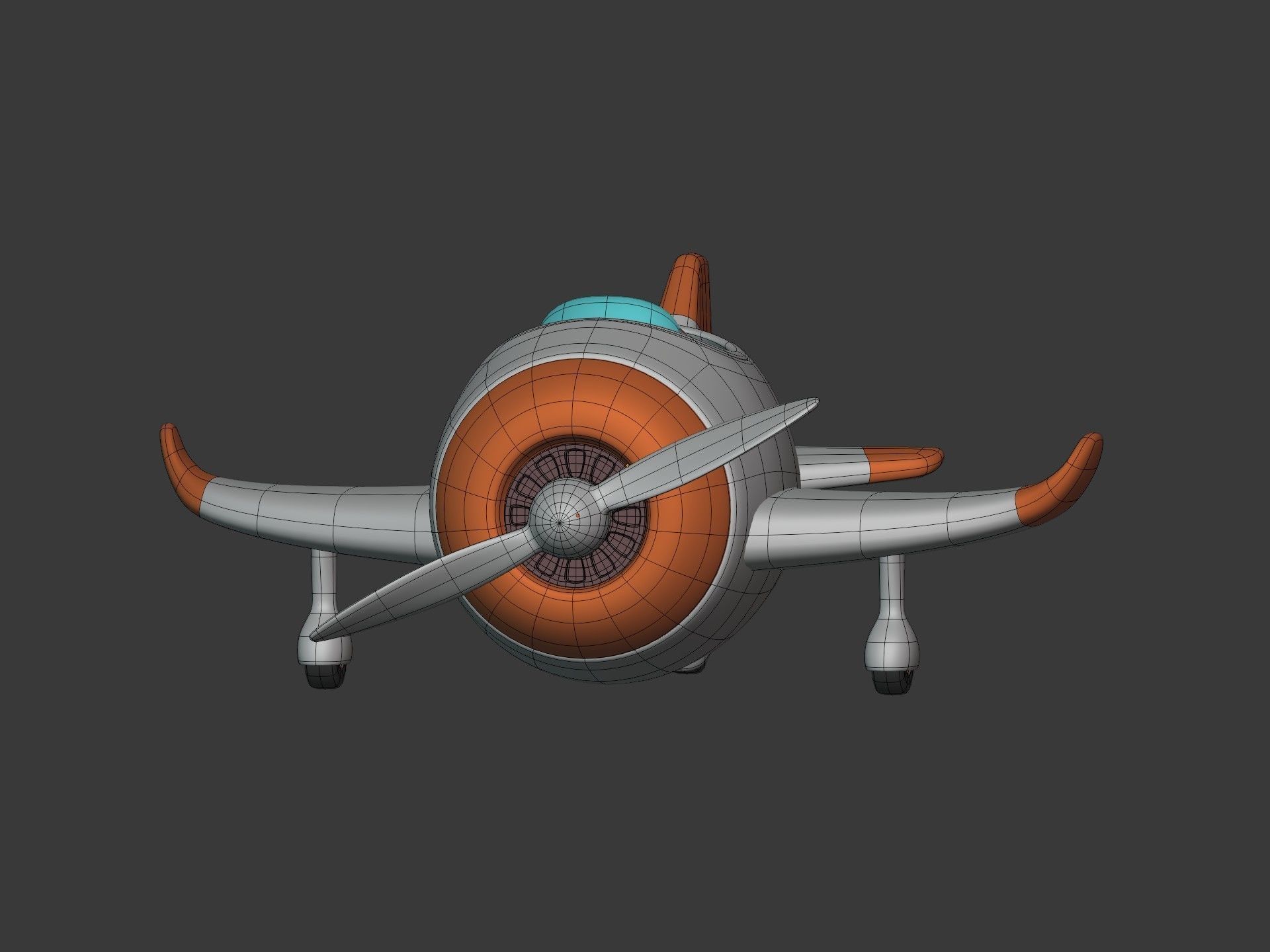 Cartoon Plane Low-poly 3D model_4