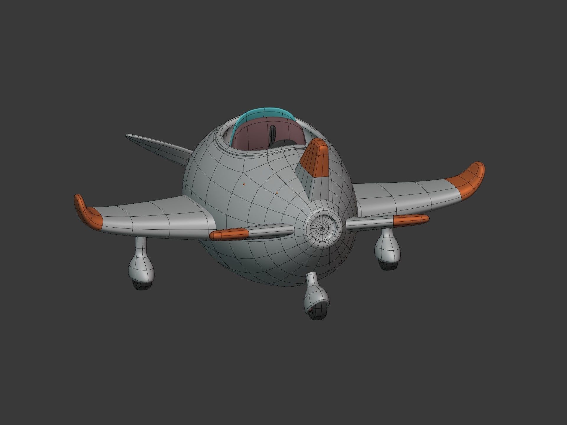 Cartoon Plane Low-poly 3D model_12