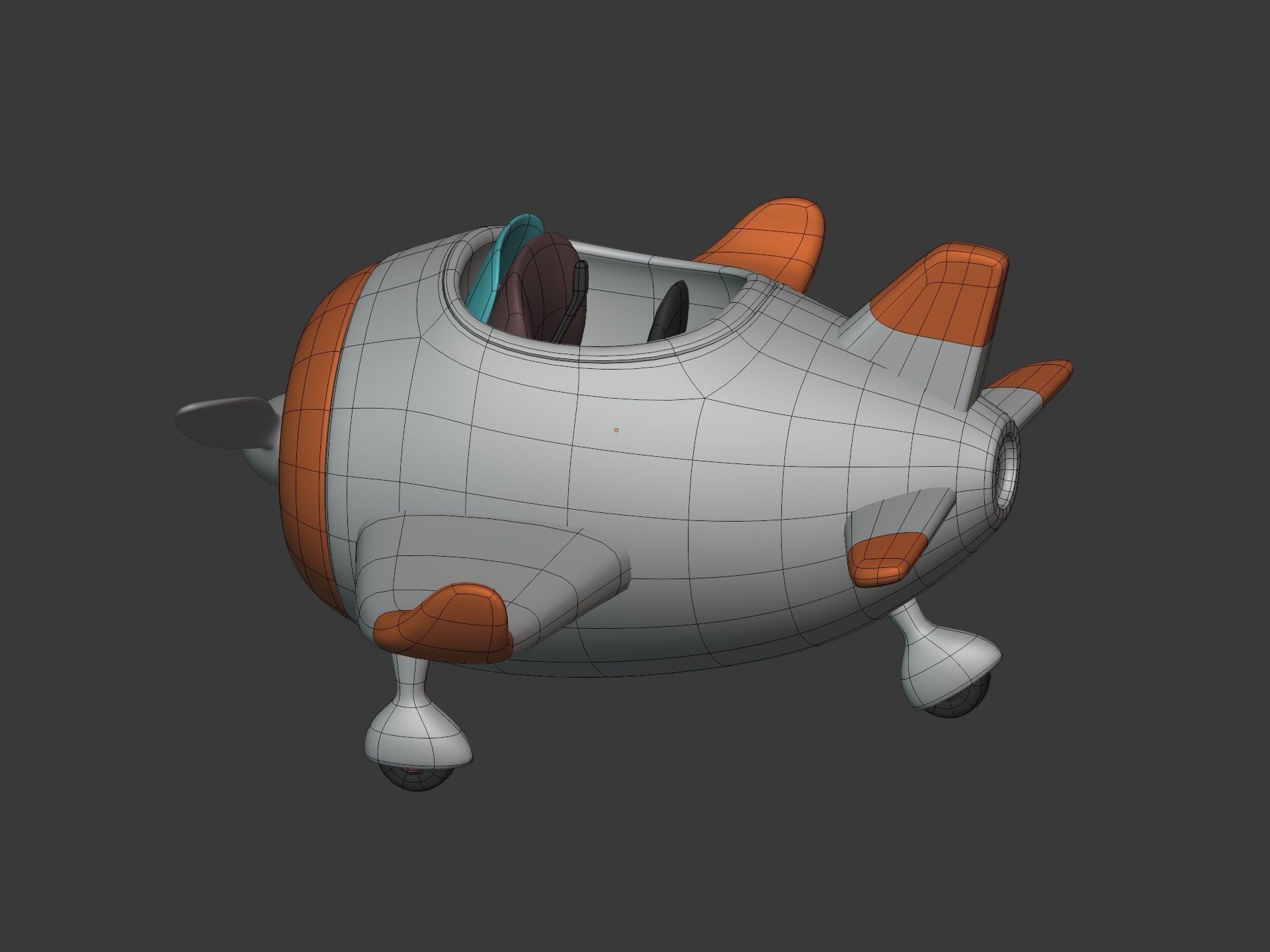 Cartoon Plane Low-poly 3D model_9