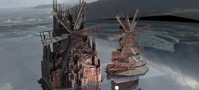 Horror hemed Windmill Cthulhu Lovecraft set 1 3D model
