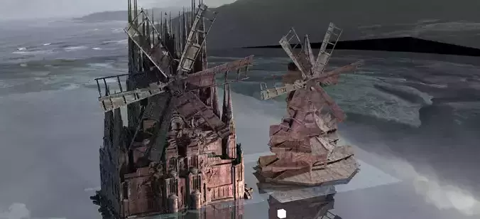 Horror hemed Windmill Cthulhu Lovecraft set 1 3D model